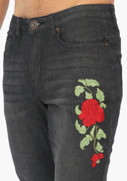 Men's AQ Skinny Fit Embellished DARK BLUE Stretch Jean "Bronx"